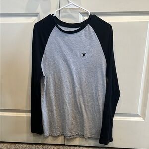 Hurley Black and Gray Raglan Long Sleeve Shirt
